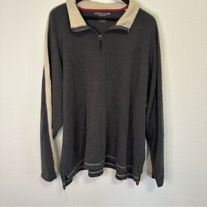 Men’s Faded Glory Dark Gray Pullover with Tan Shoulder Stripes – Size 3XL